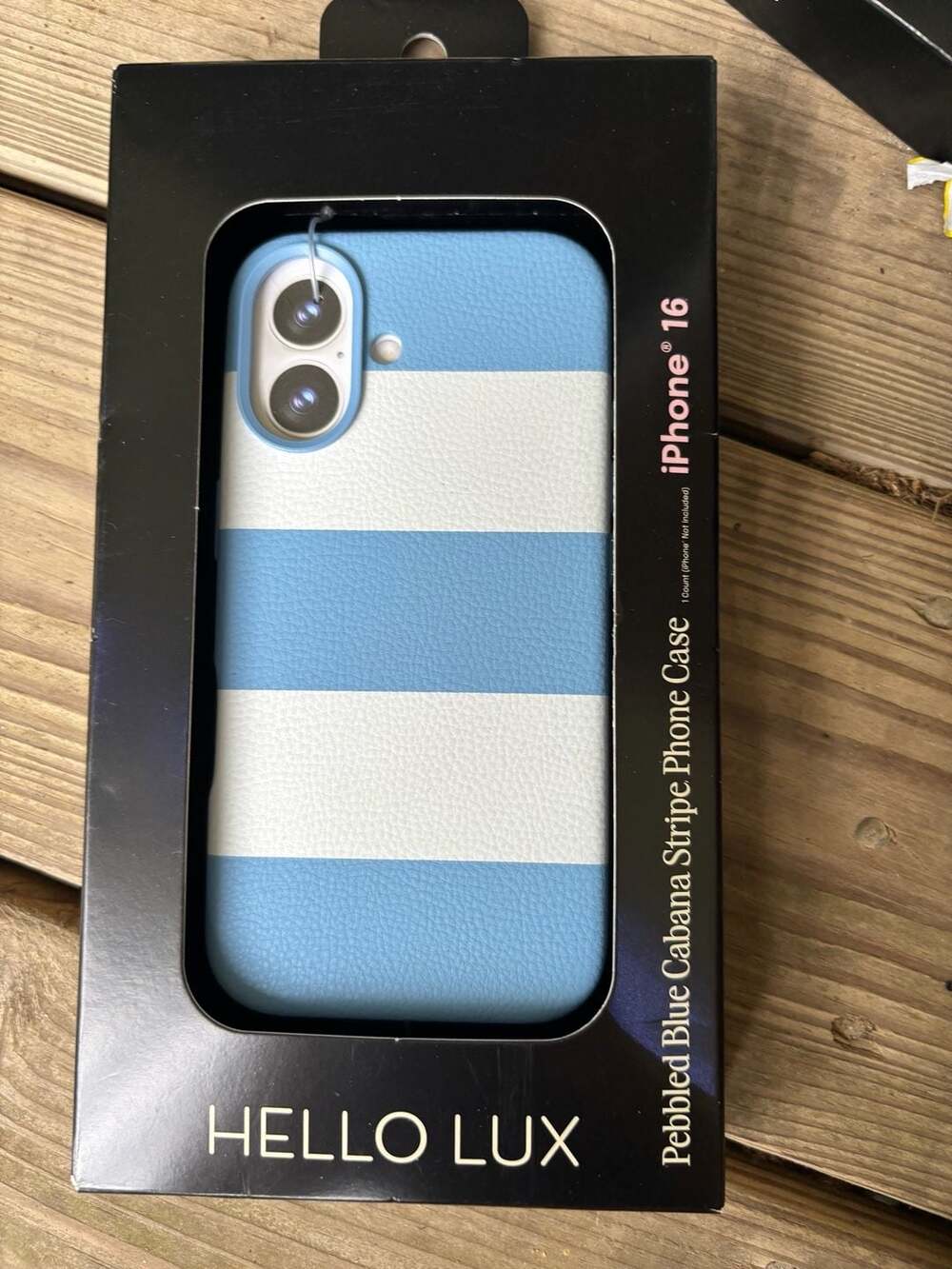 Hello Lux Pebbled Blue Cabana Stripe Phone Case for iPhone 16